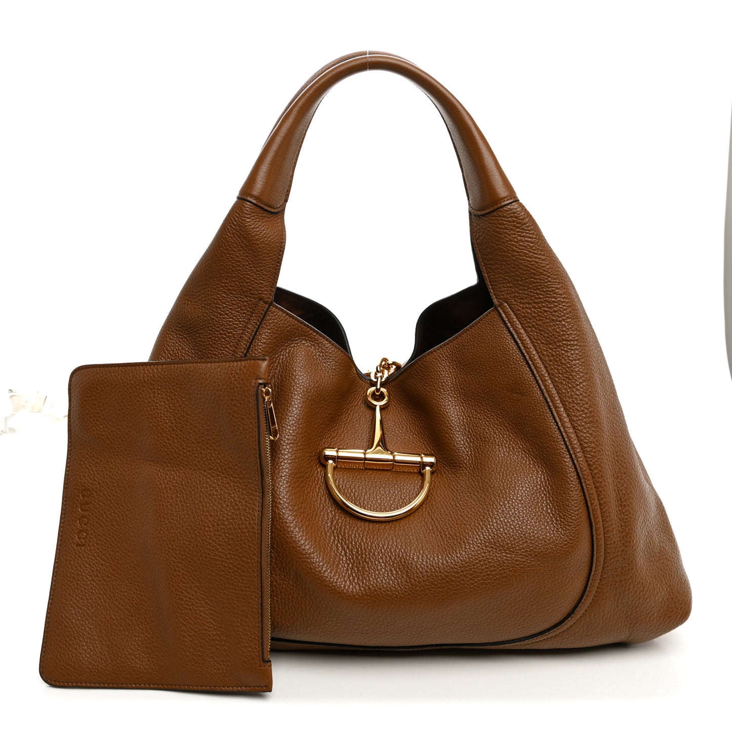 Grained Calfskin Softbit Maxi Shoulder Bag Brown