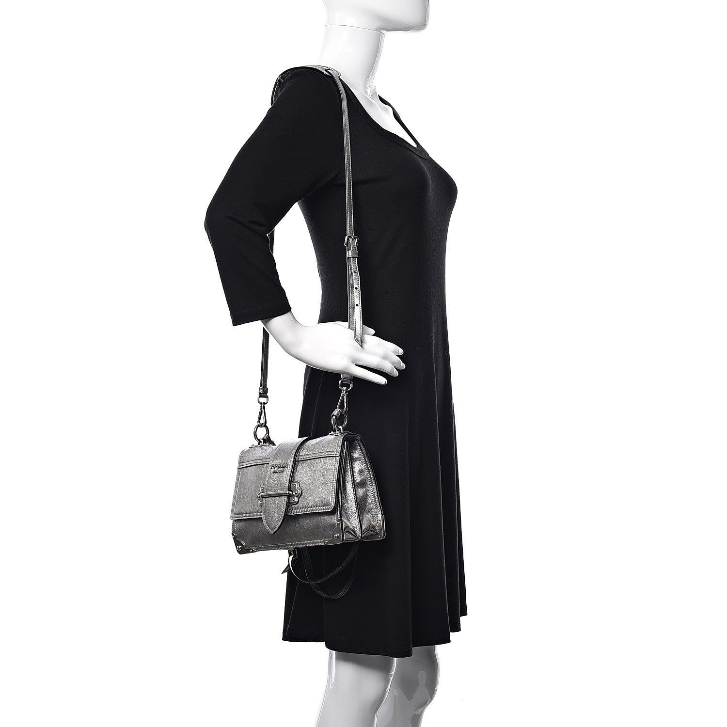 Prada Glace Calf Soft Cahier Bag Cromo Astrale 2 of 10
