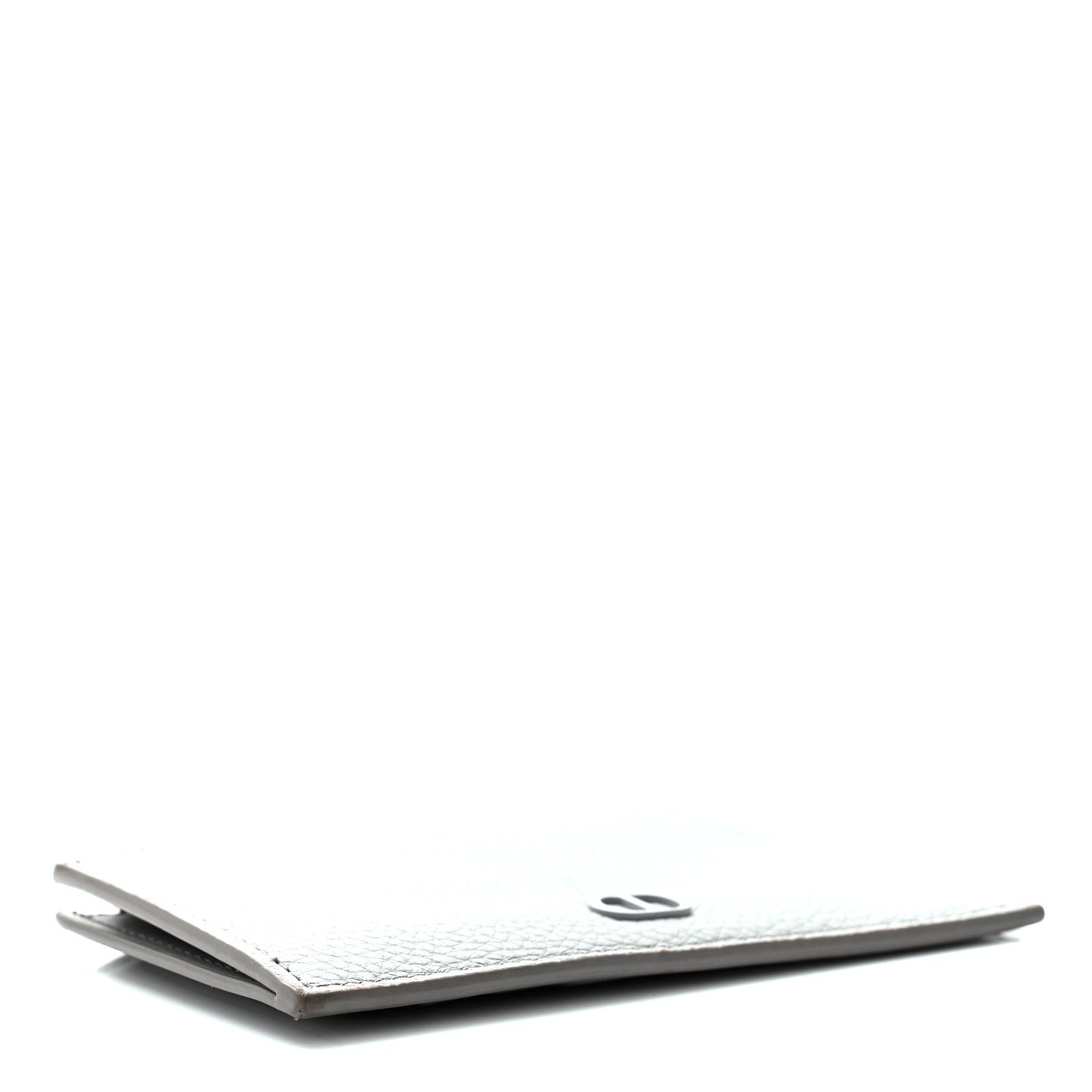Grained Calfskin CD Icon Signature Zip Card Holder Grey