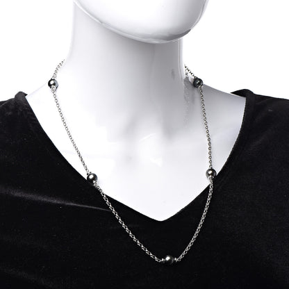 Mikimoto 18K White Gold Black South Sea Pearl 8.5mm Station Necklace 2 of 5
