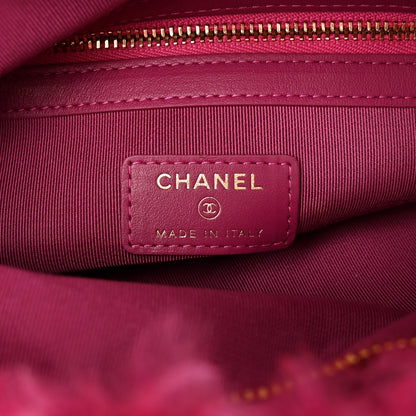 Chanel Shearling Sheepskin Large Chanel 19 Cosmetic Case Pink 6 of 9