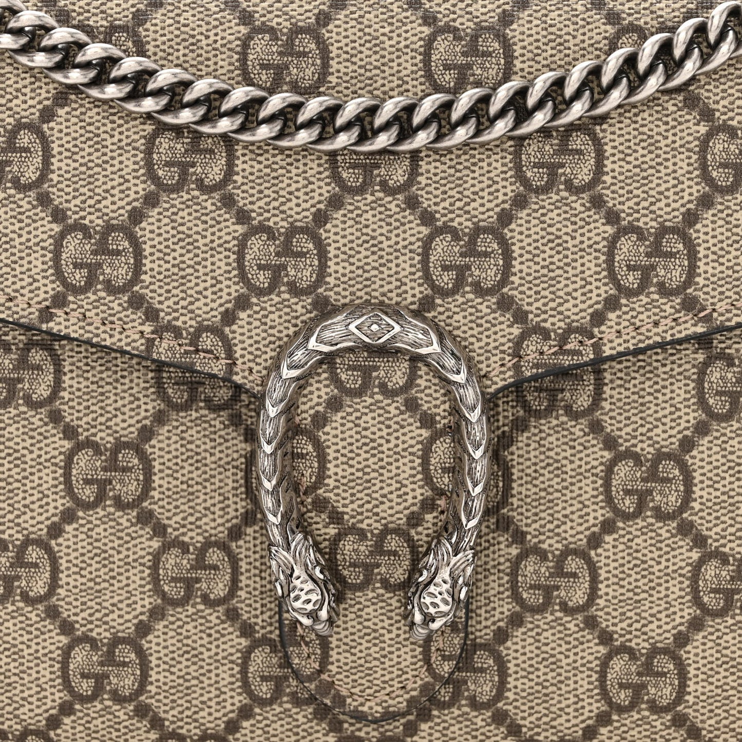 GG Supreme Monogram Mini Dionysus Chain Wallet Beige Black