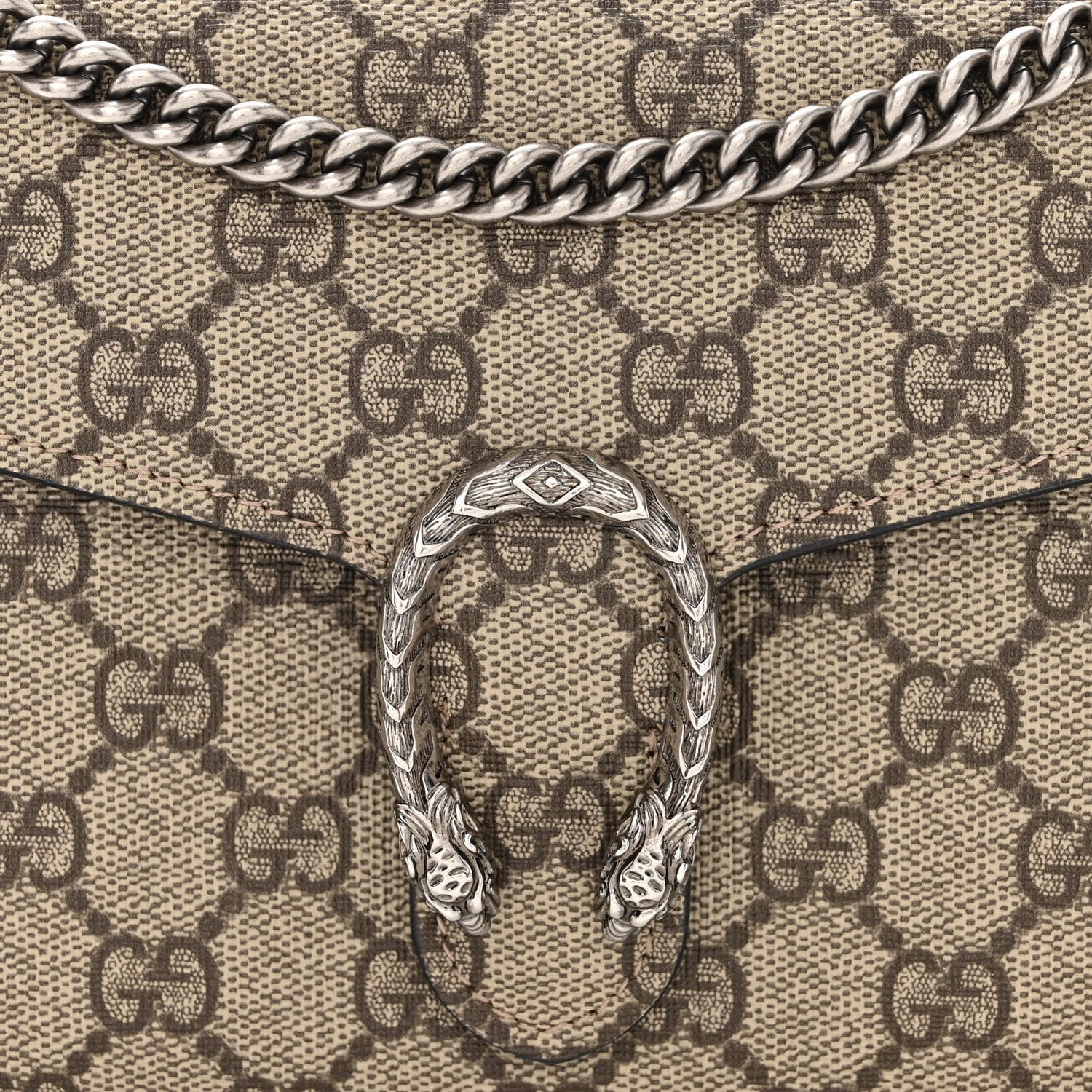 Gucci GG Supreme Monogram Mini Dionysus Chain Wallet Beige Black 8 of 11