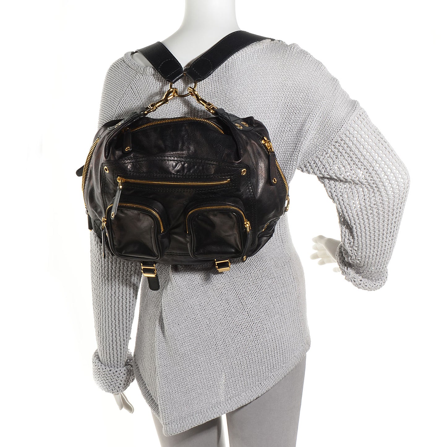 Leather Medium Darwin Convertible Backpack Black