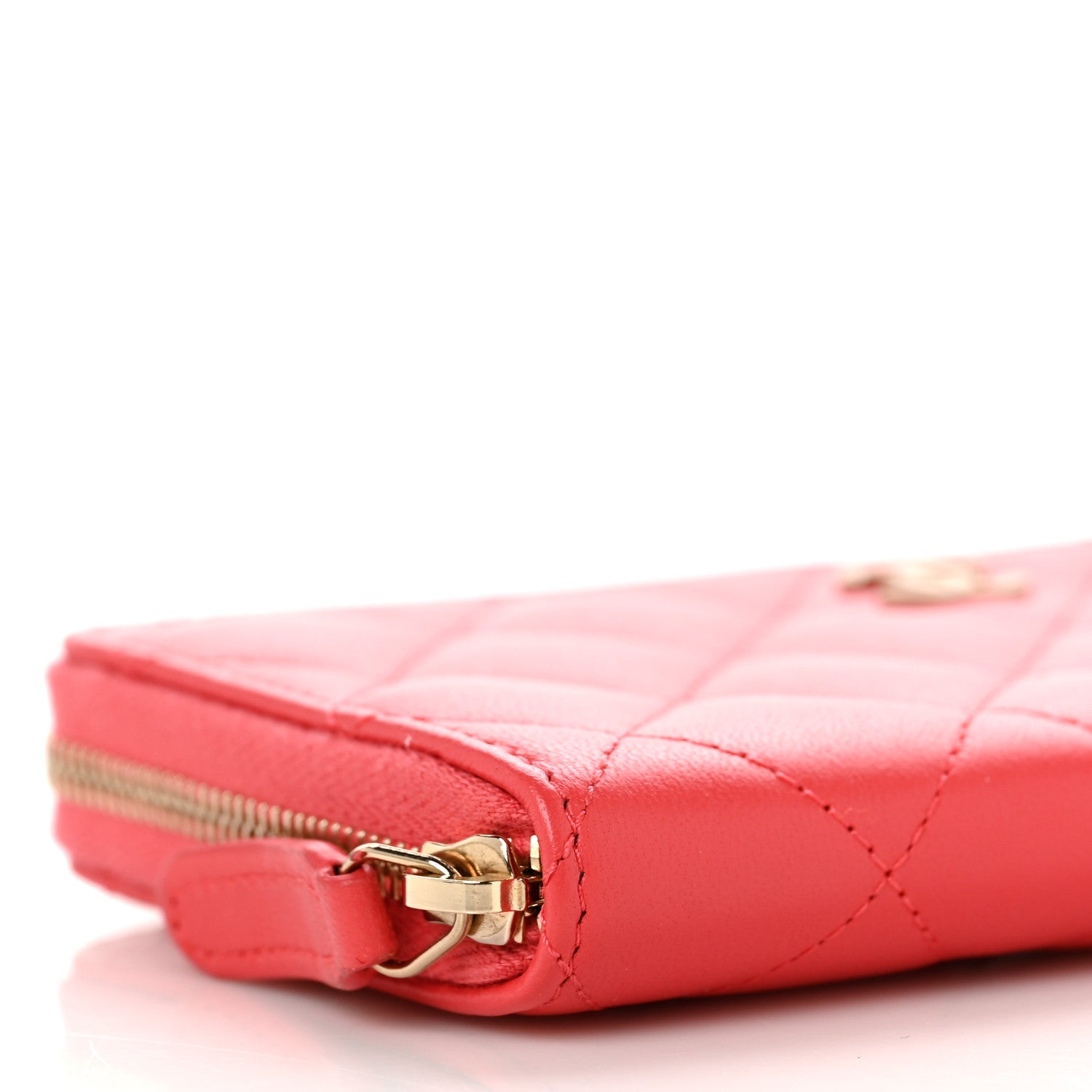 Chanel Lambskin Quilted Small Zip Around Wallet Coral 8 of 10