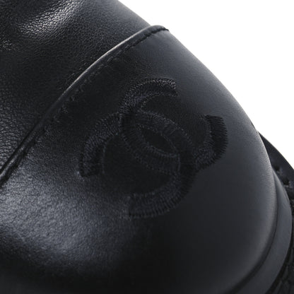 Chanel Shiny Lambskin Quilted Lace Up Combat Boots 36.5 Black 11 of 12