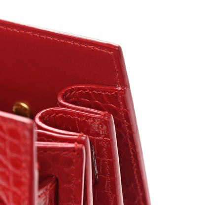 Saint Laurent Calfskin Crocodile Embossed Baby Sac De Jour Red 10 of 11