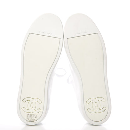 Chanel Calfskin Gum Womens CC Sneakers 38 White 5 of 10
