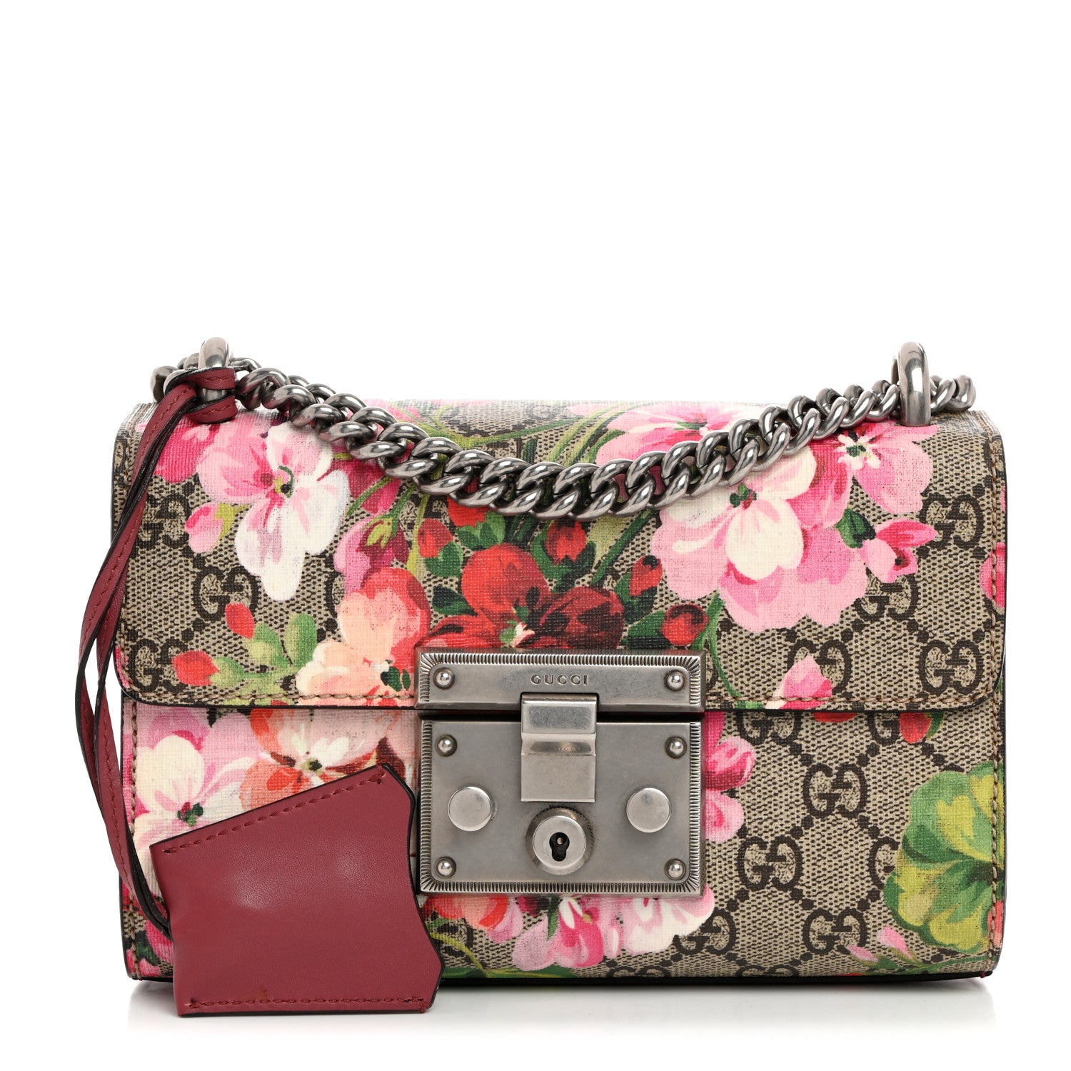 Gucci GG Supreme Monogram Blooms Small Padlock Shoulder Bag Beige Multicolor Dry Rose 1 of 11