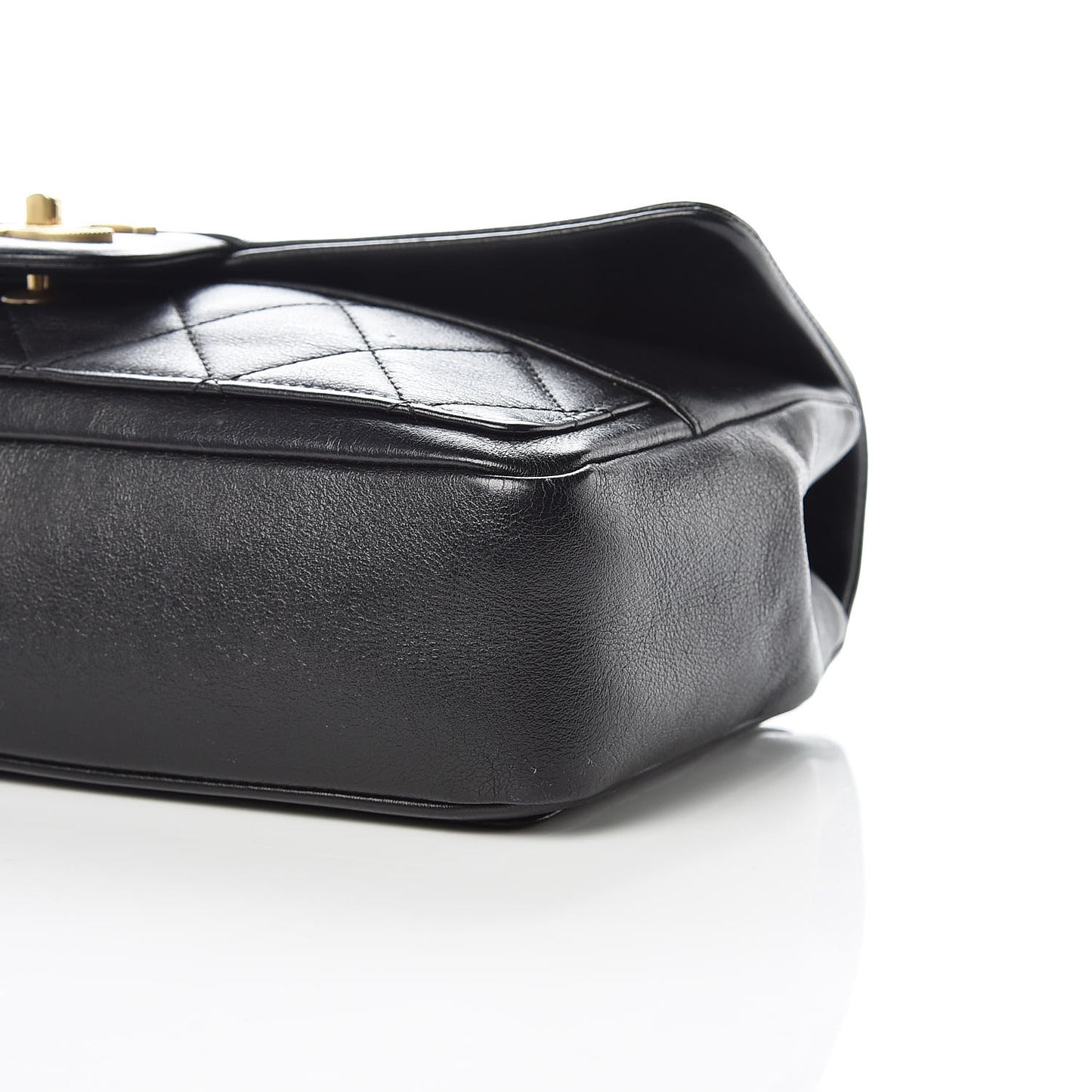 Calfskin Quilted Medium Graphic Flap Bag Black