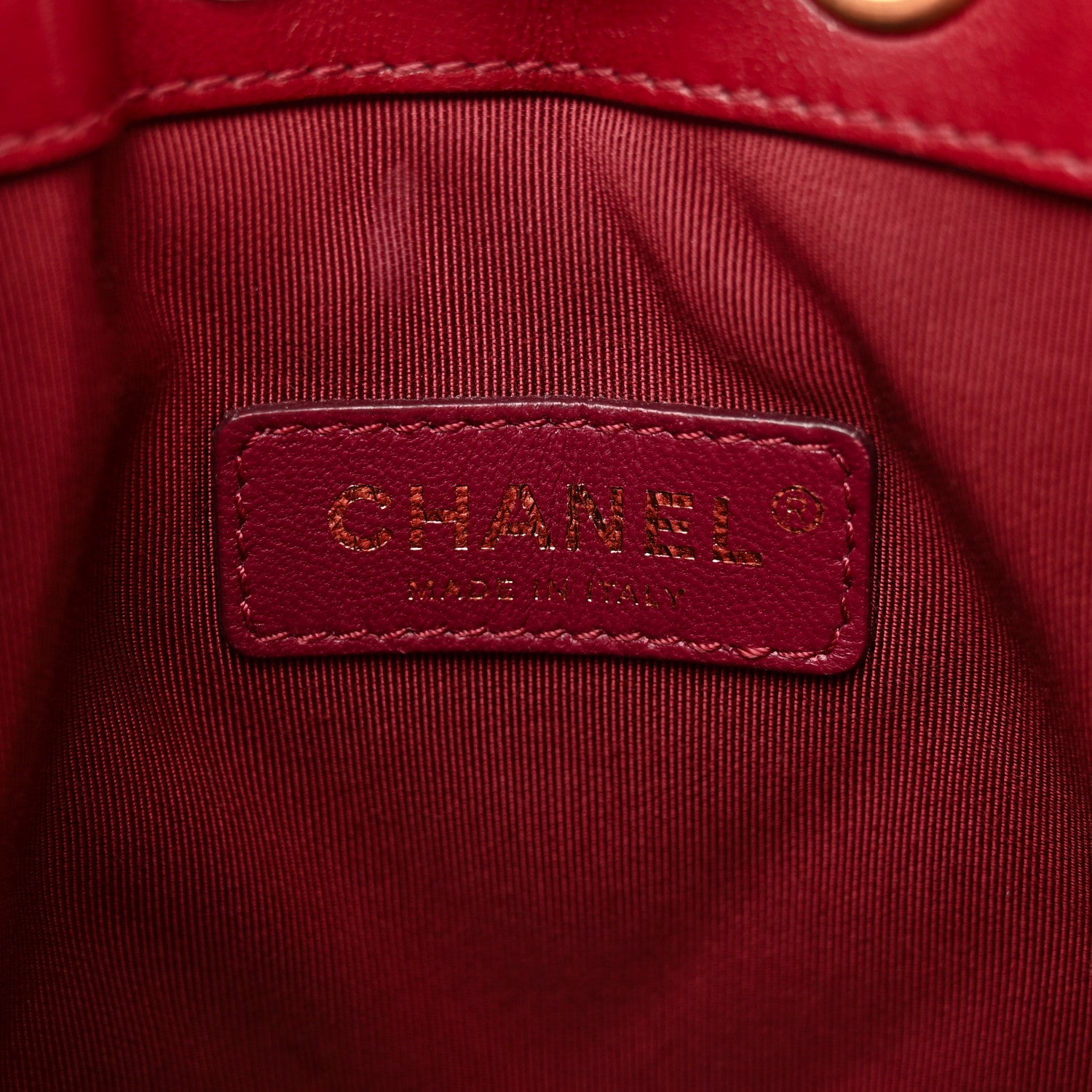 Chanel Sheepskin Chevron Quilted Small Drawstring Bag Dark Red 6 of 11