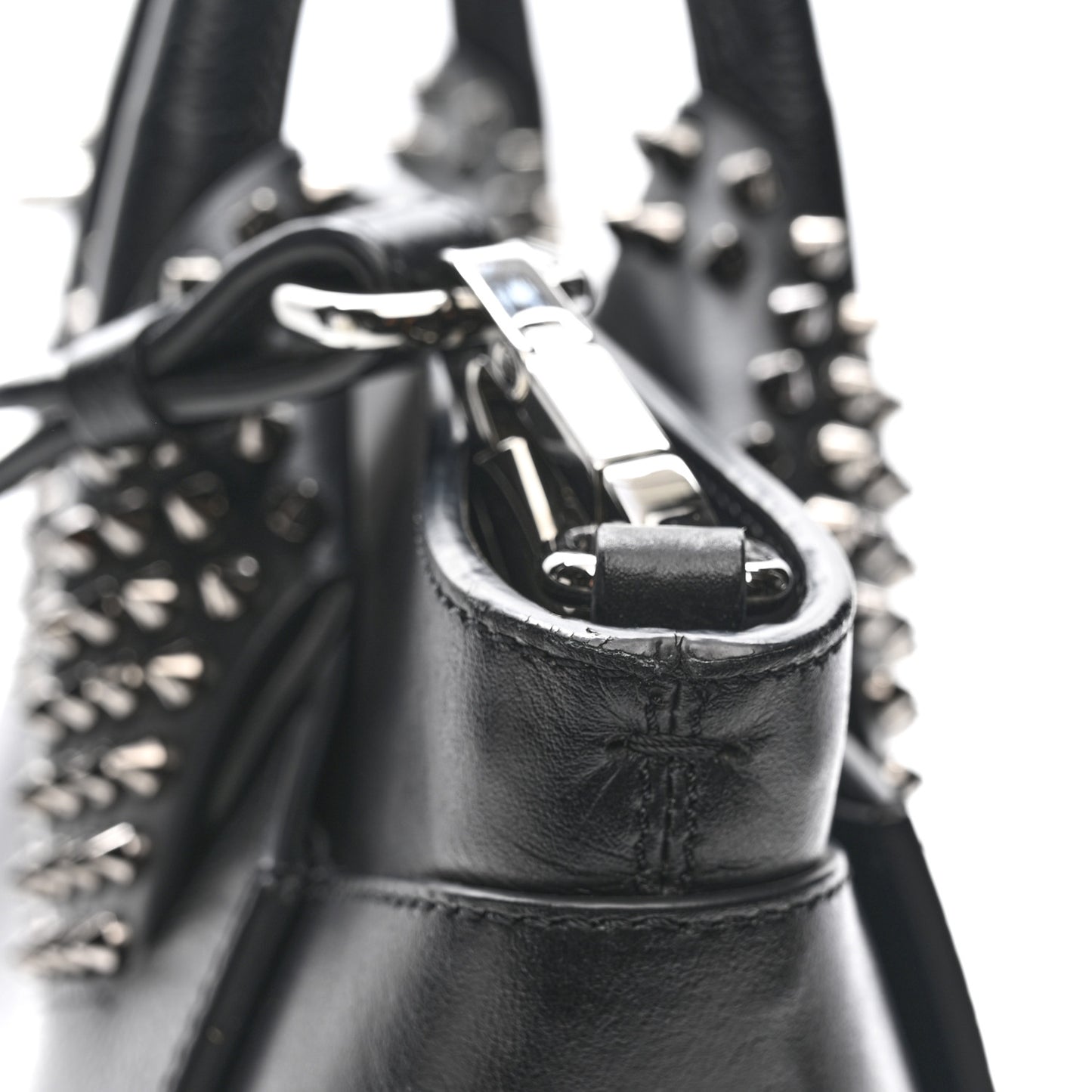 Grained Calfskin Spike Large Eloise Tote Black