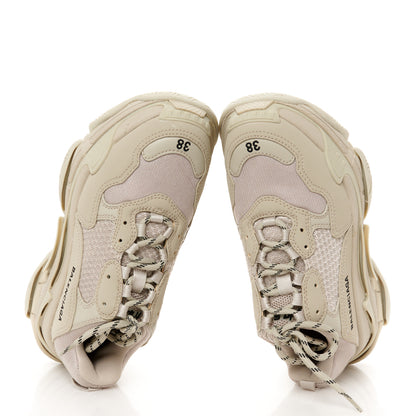 Balenciaga Fabric Mesh Womens Triple S Sneakers 38 Beige 2 of 10