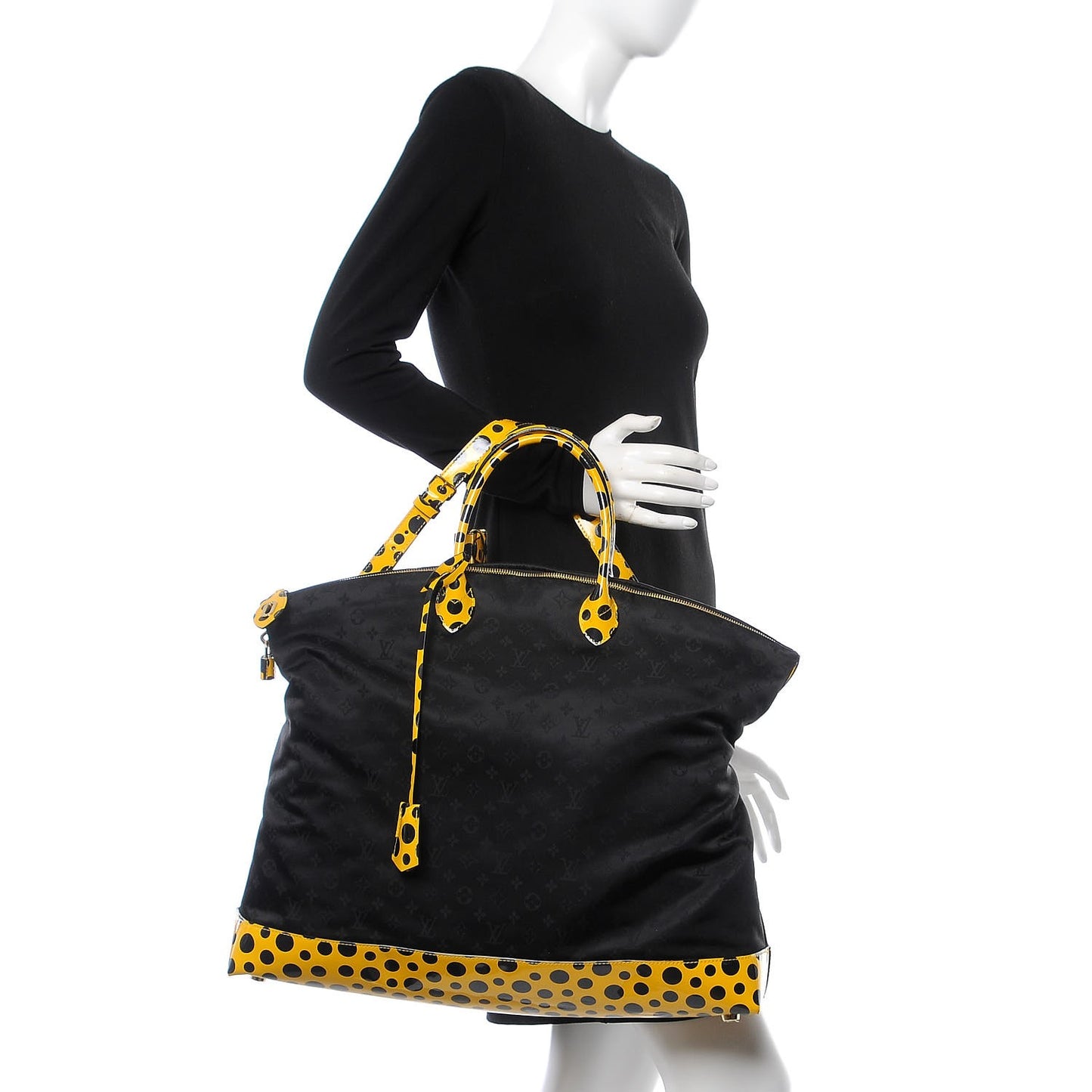 Nylon Monogram Kusama Infinity Dots Lockit GM Black Yellow