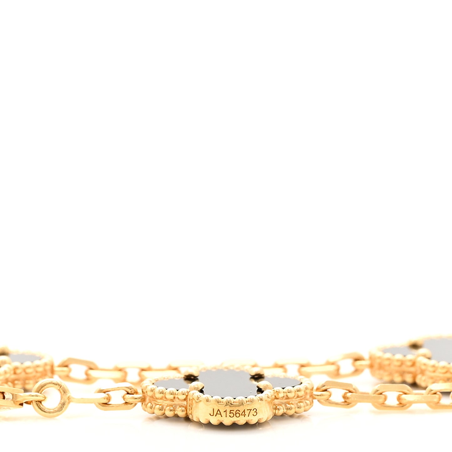 18K Yellow Gold Black Onyx 10 Motifs Vintage Alhambra Necklace