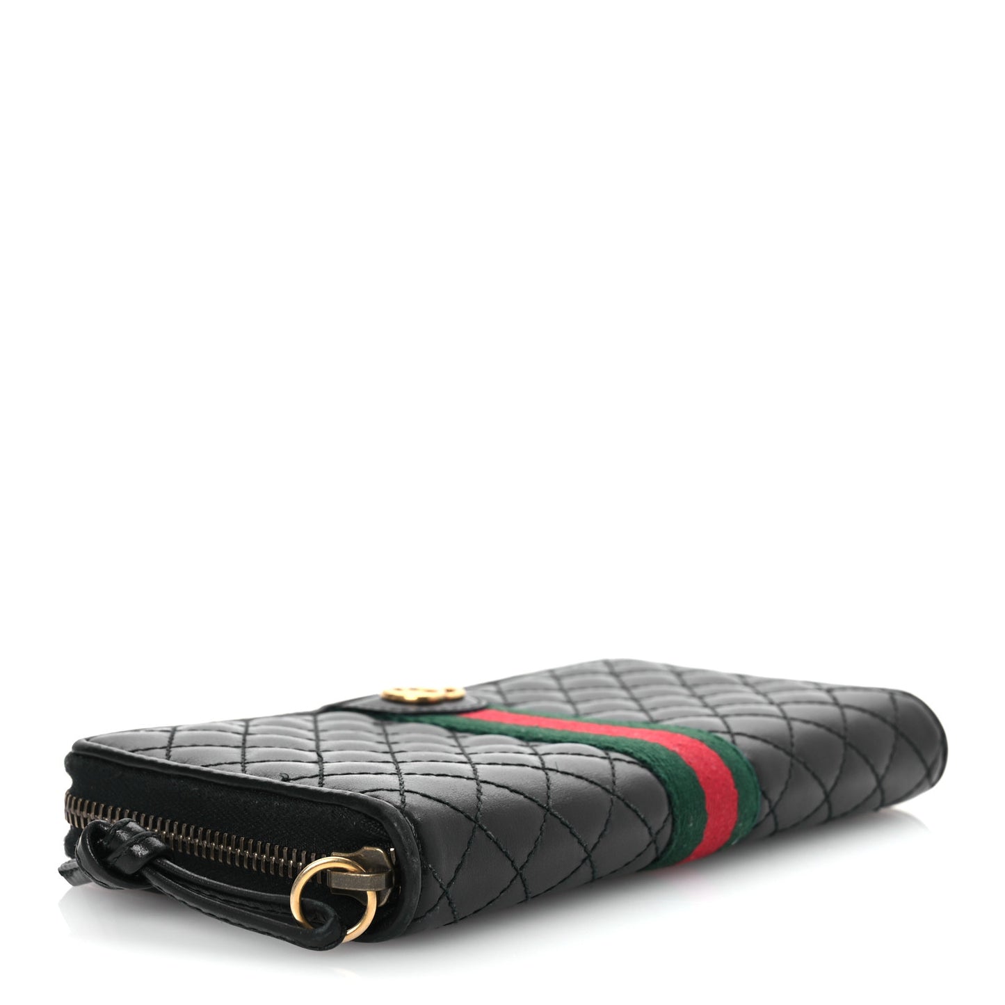 Calfskin Web Trapuntata GG Zip Around Wallet Black