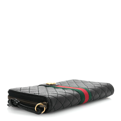 Gucci Calfskin Web Trapuntata GG Zip Around Wallet Black 4 of 12