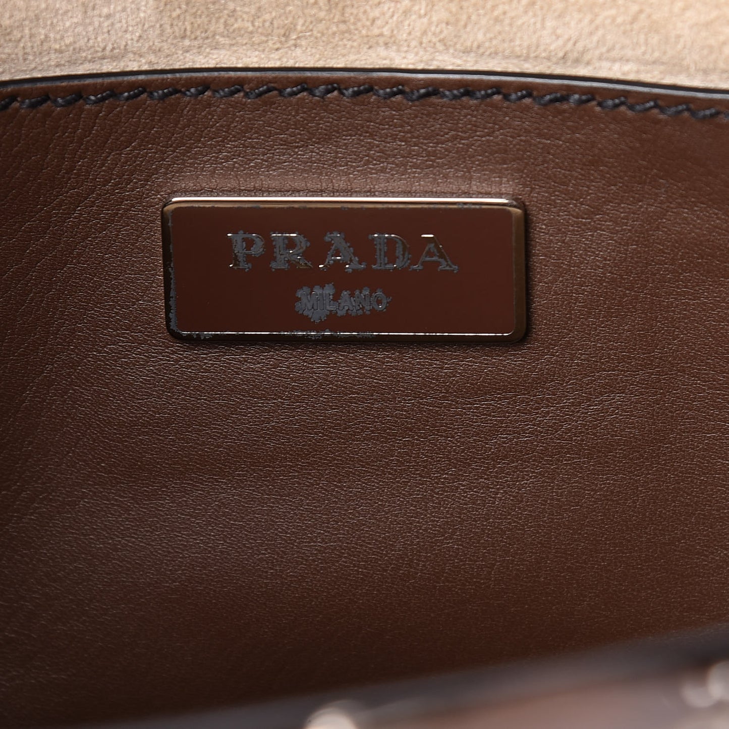 City Calf Small Stitched Twin Pocket Tote Cacao