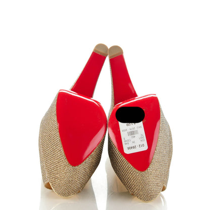 Christian Louboutin Glitter Fabric Altareva 160 Pumps 38.5 Gold 5 of 7