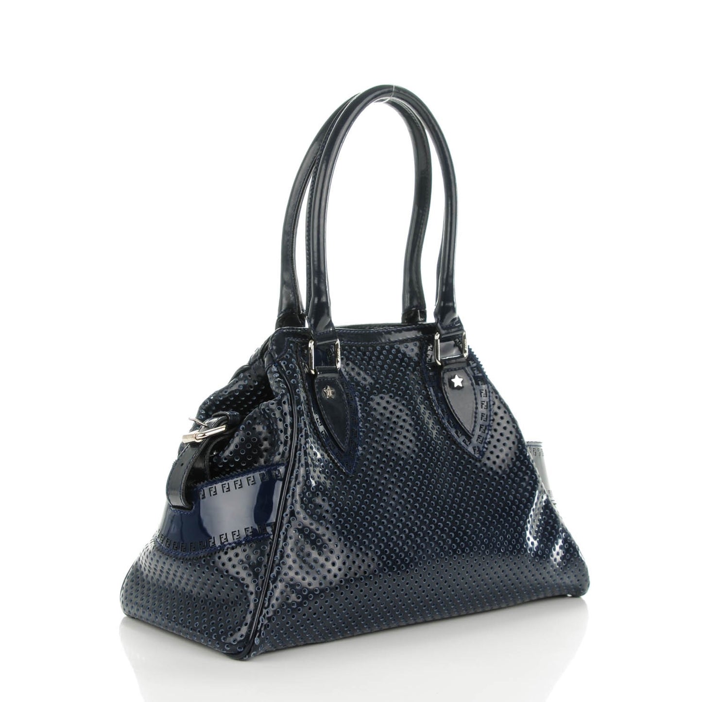 Nappa Patent Bag De Jour Perforated Tote Navy