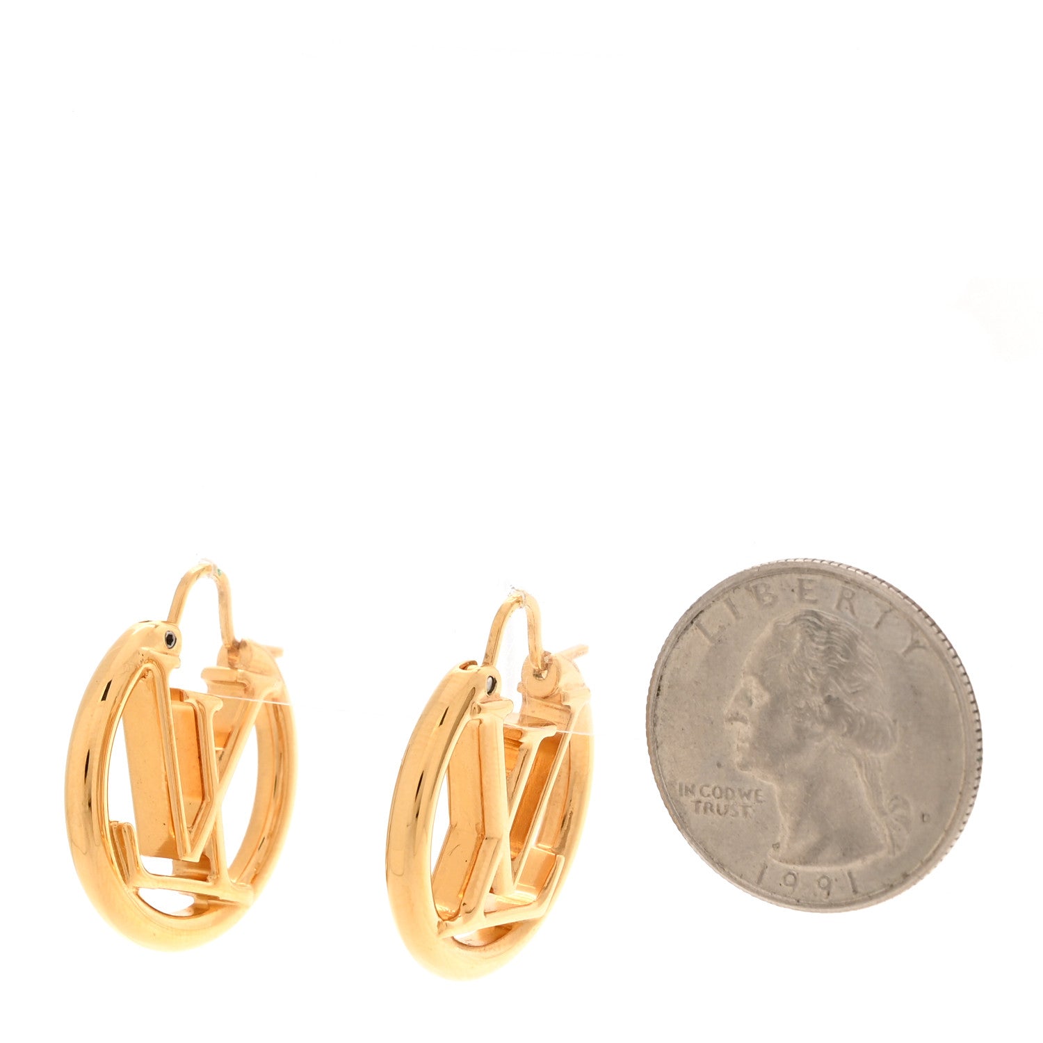 Louis Vuitton Metal Small Louise Hoop Earrings Gold 2 of 5
