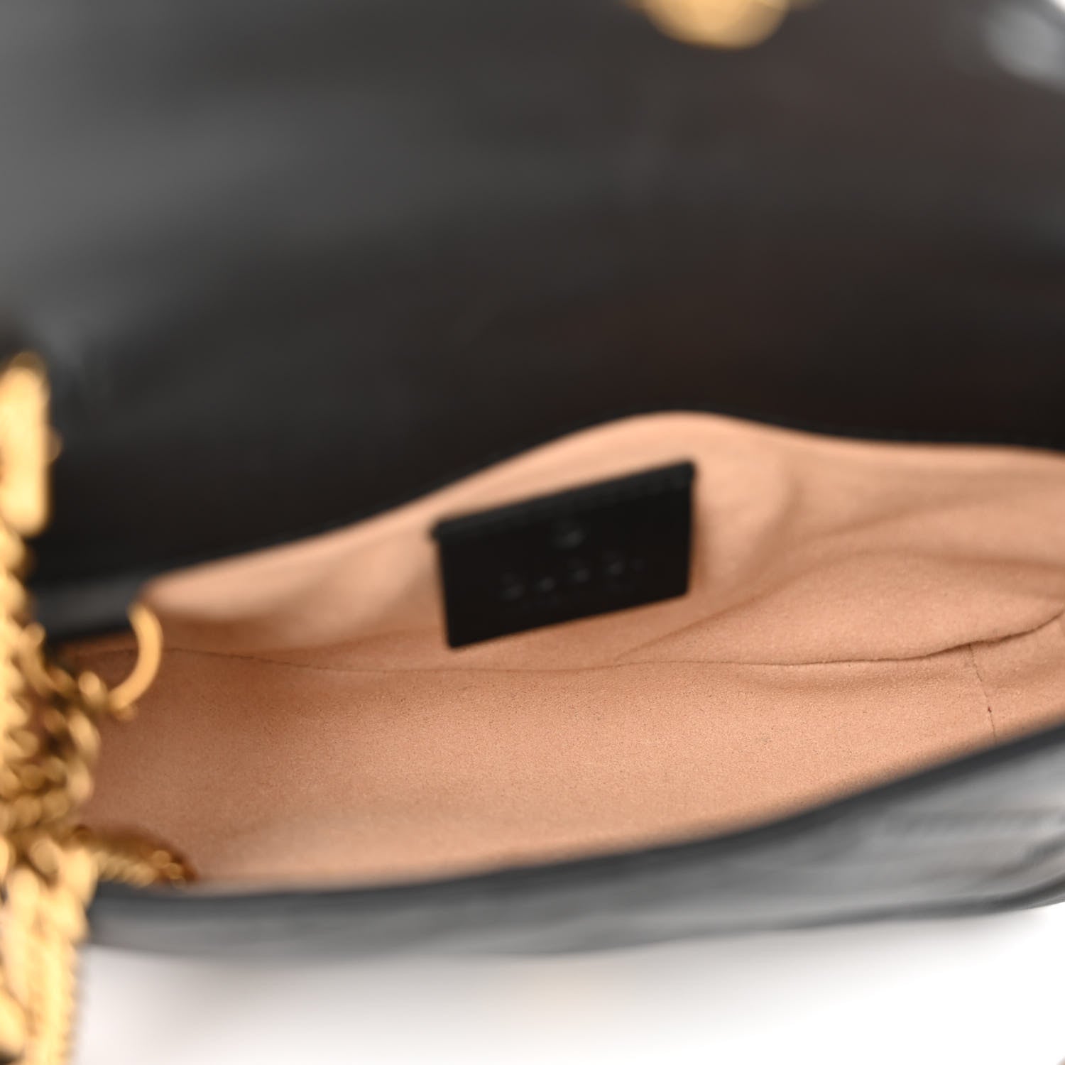 Gucci Calfskin Matelasse Super Mini GG Marmont Shoulder Bag Black 5 of 11