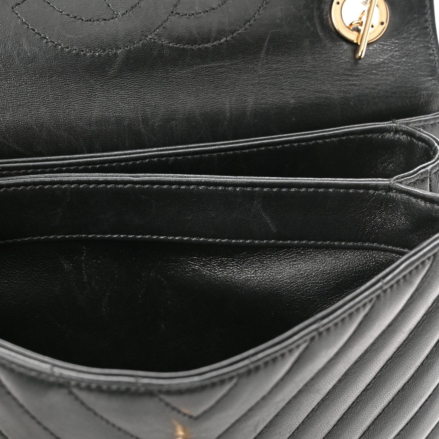 Lambskin Chevron Quilted Small Trendy CC Dual Handle Flap Bag Black