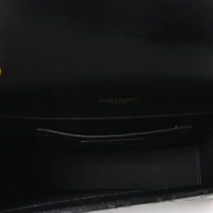 Saint Laurent Grain De Poudre Textured Mixed Matelasse Triquilt Small Monogram Satchel Black 5 of 10
