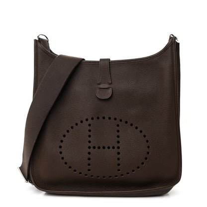 Hermes Taurillon Clemence Evelyne III GM Chocolate 1 of 11