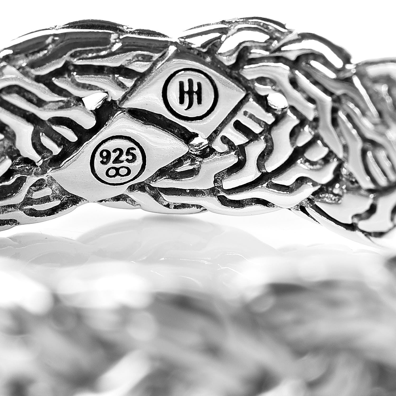 John Hardy Sterling Silver Diamond Classic Chain Band Ring 57 8 5 of 5