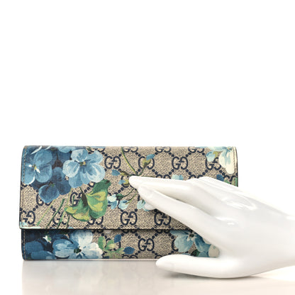 Gucci GG Supreme Monogram Blooms Continental Wallet Blue 2 of 9