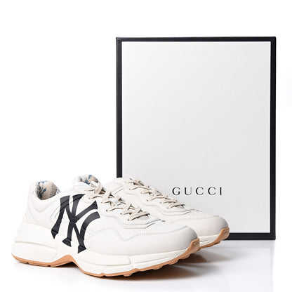 Gucci X MLB Calfskin NY Yankees Mens Rhyton Sneakers 9.5 Mystic White 10 of 10