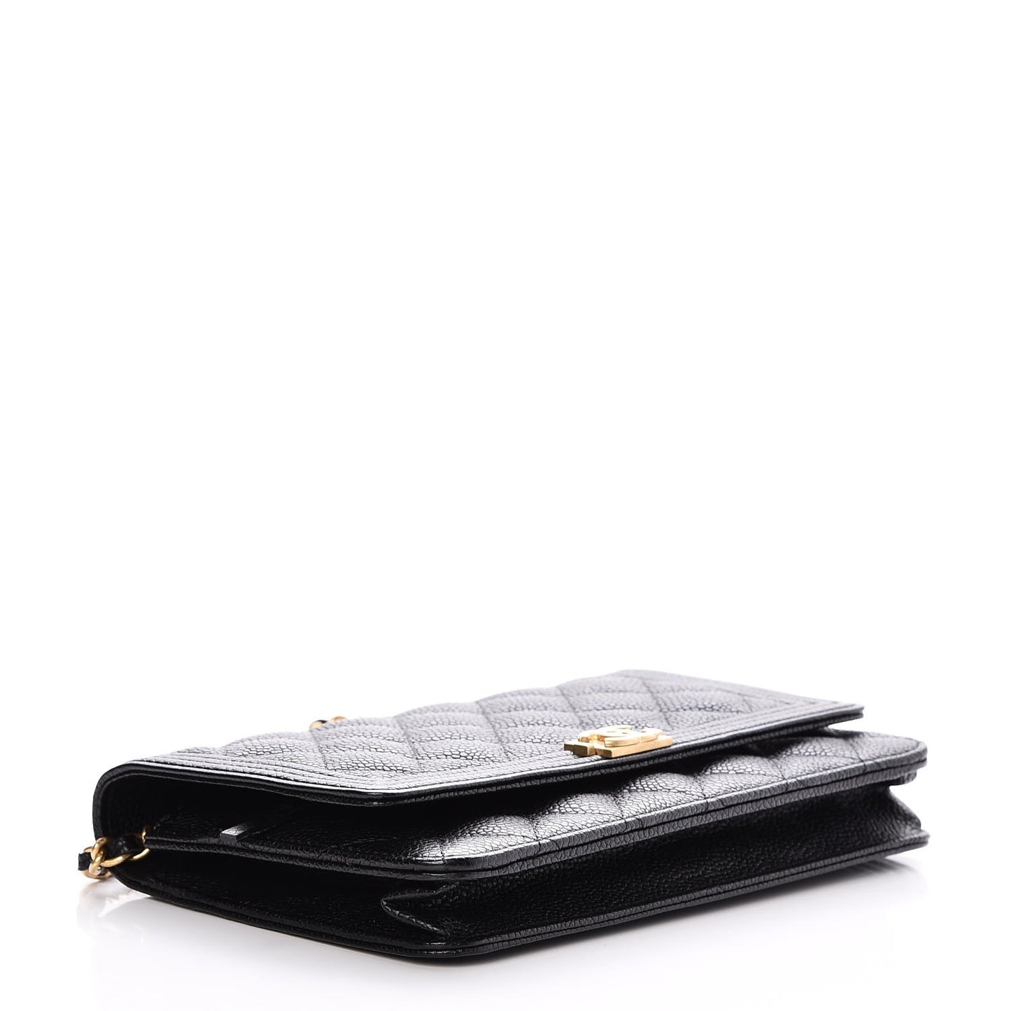 Caviar Quilted Boy Wallet On Chain WOC Black