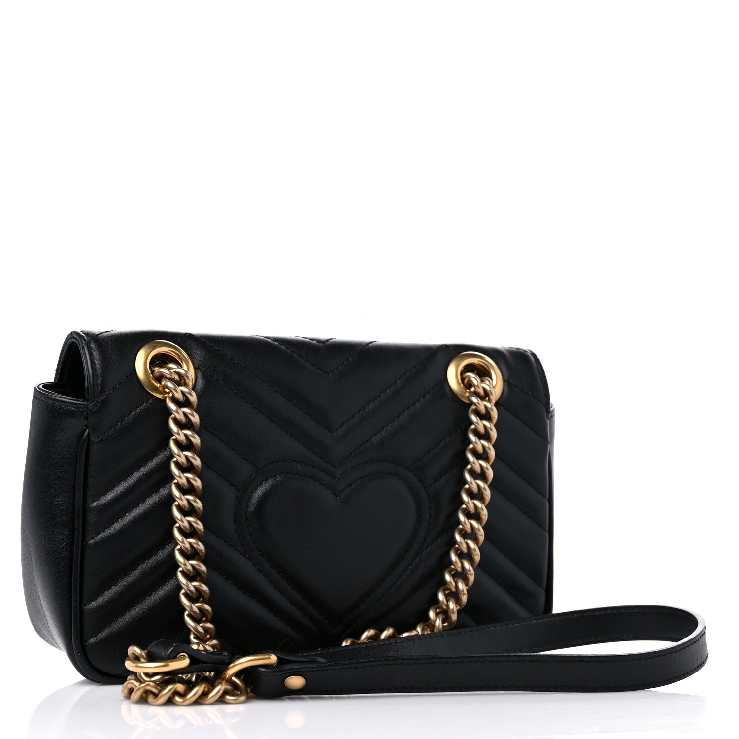 Gucci Calfskin Matelasse Mini GG Marmont Shoulder Bag Black 3 of 15