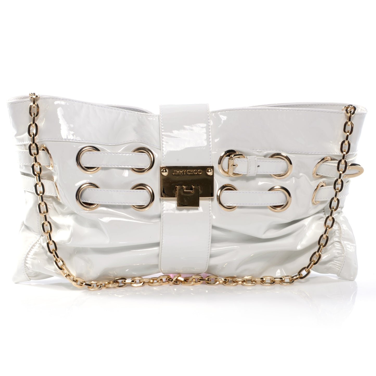 Patent Convertible Rio Oversized Clutch White