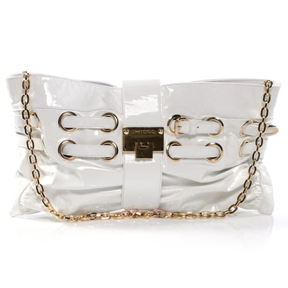 Jimmy Choo Patent Convertible Rio Oversized Clutch White 1 of 6