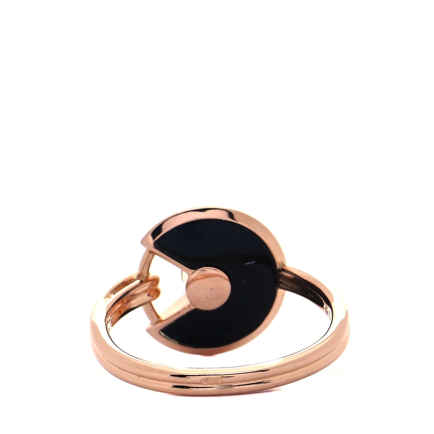 Cartier 18K Pink Gold Diamond Black Onyx Amulette de Cartier Ring 51 5.5 3 of 6