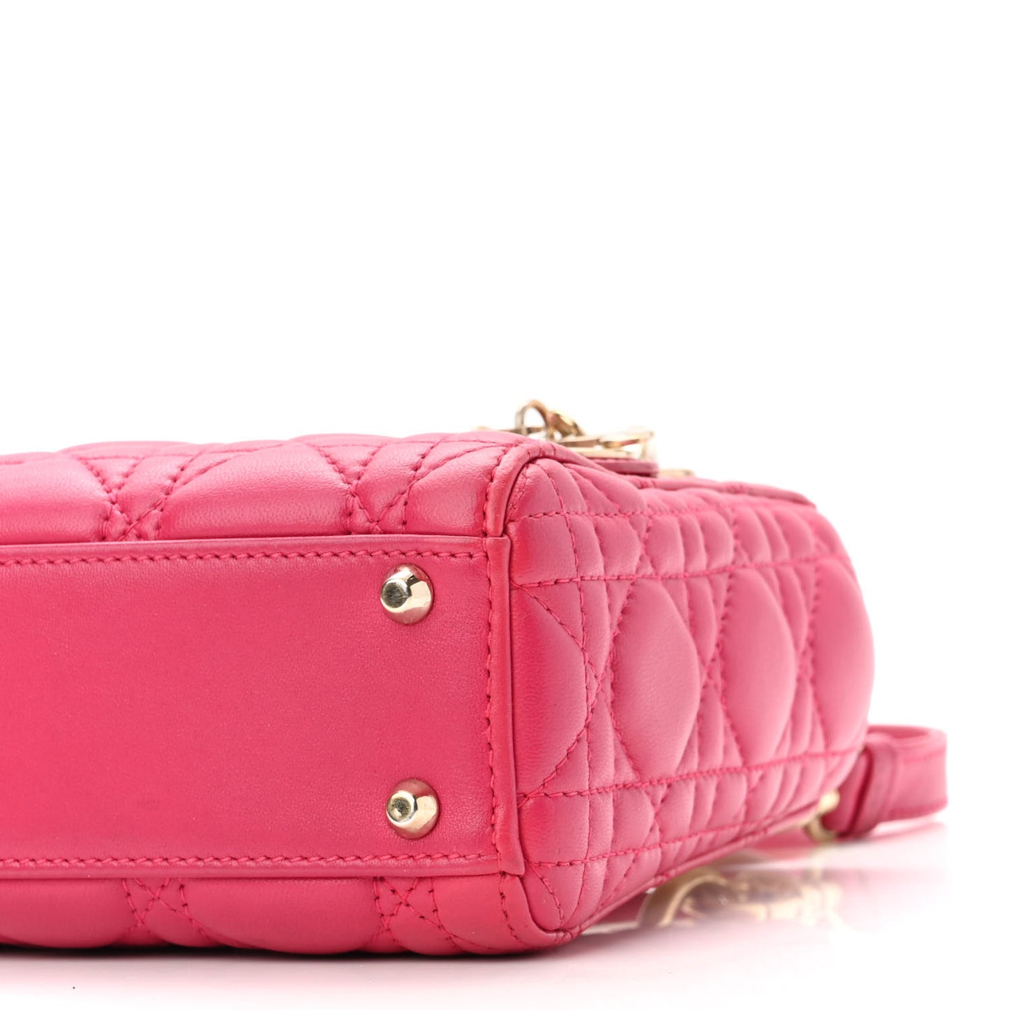 Lambskin Cannage Mini Lady Dior Fuchsia