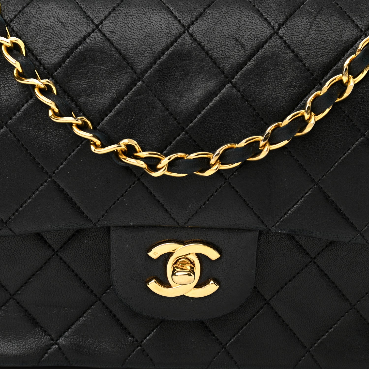 Chanel Lambskin Quilted Medium Double Flap Black 9 of 20