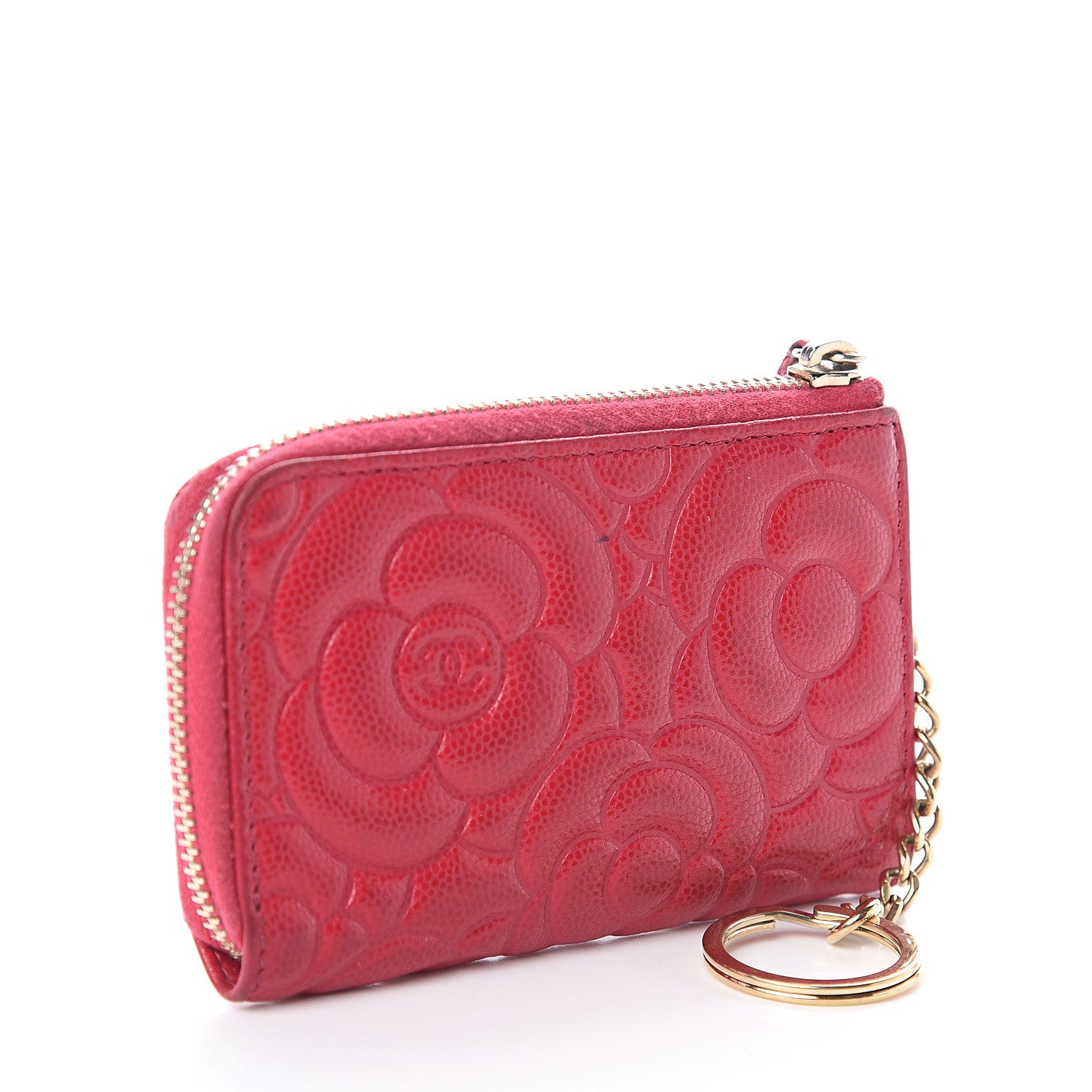 Chanel Caviar Camellia Embossed Key Holder Case Fuchsia 2 of 6