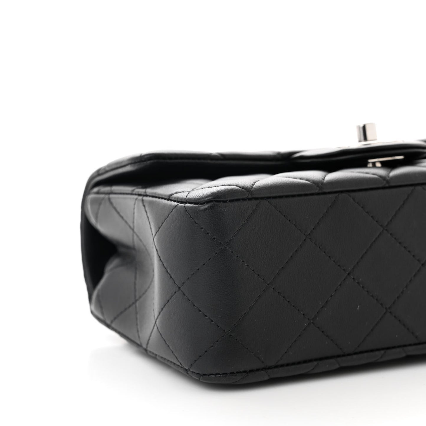 Lambskin Quilted Mini Rectangular Flap Black