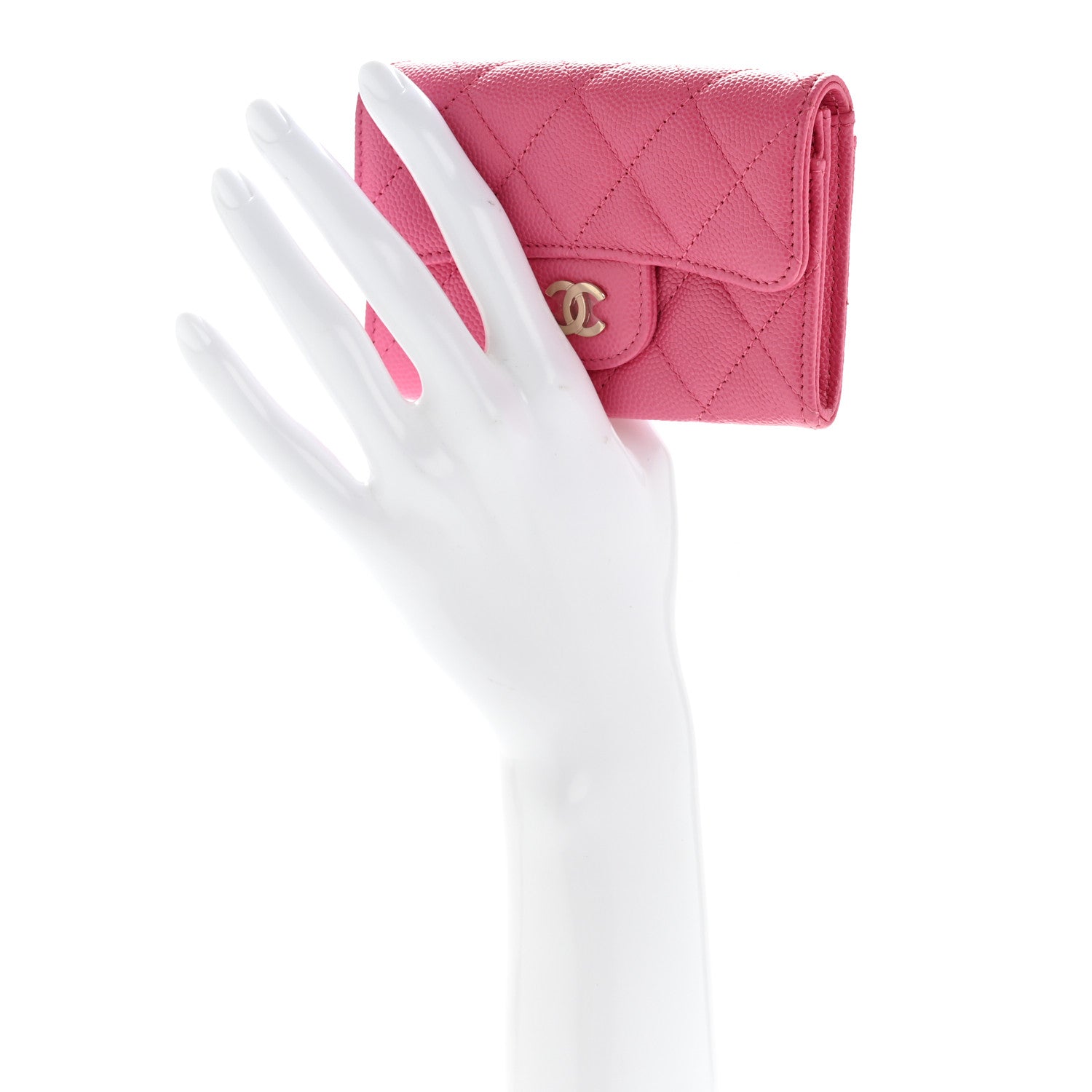 Chanel Caviar Quilted Flap Card Holder Wallet Pink 2 of 8