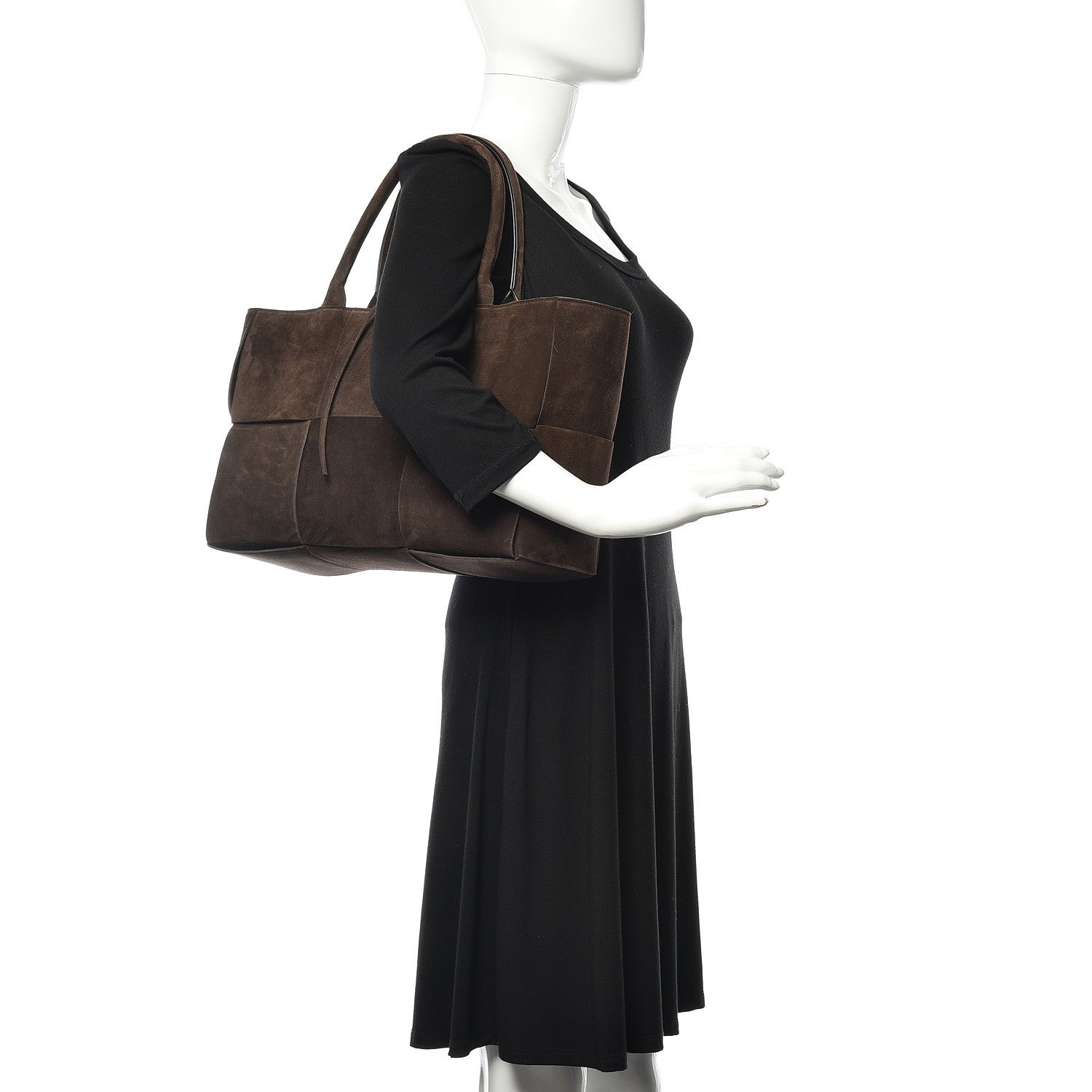 Bottega Veneta Suede Maxi Intrecciato Small Arco Tote Fondente 2 of 11