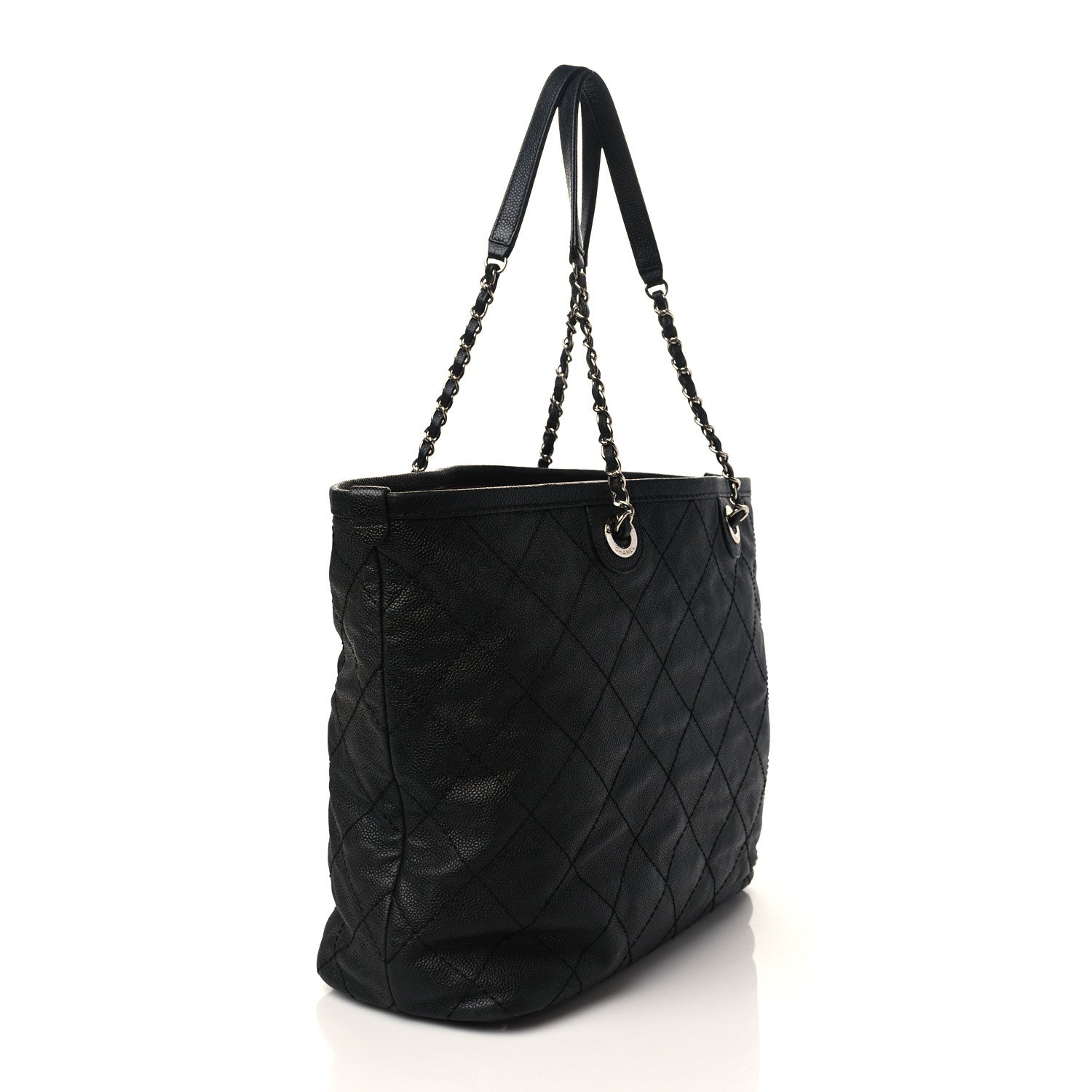Chanel Grained Calfskin Quilted Small Daily Shopping Tote Black 3 of 8