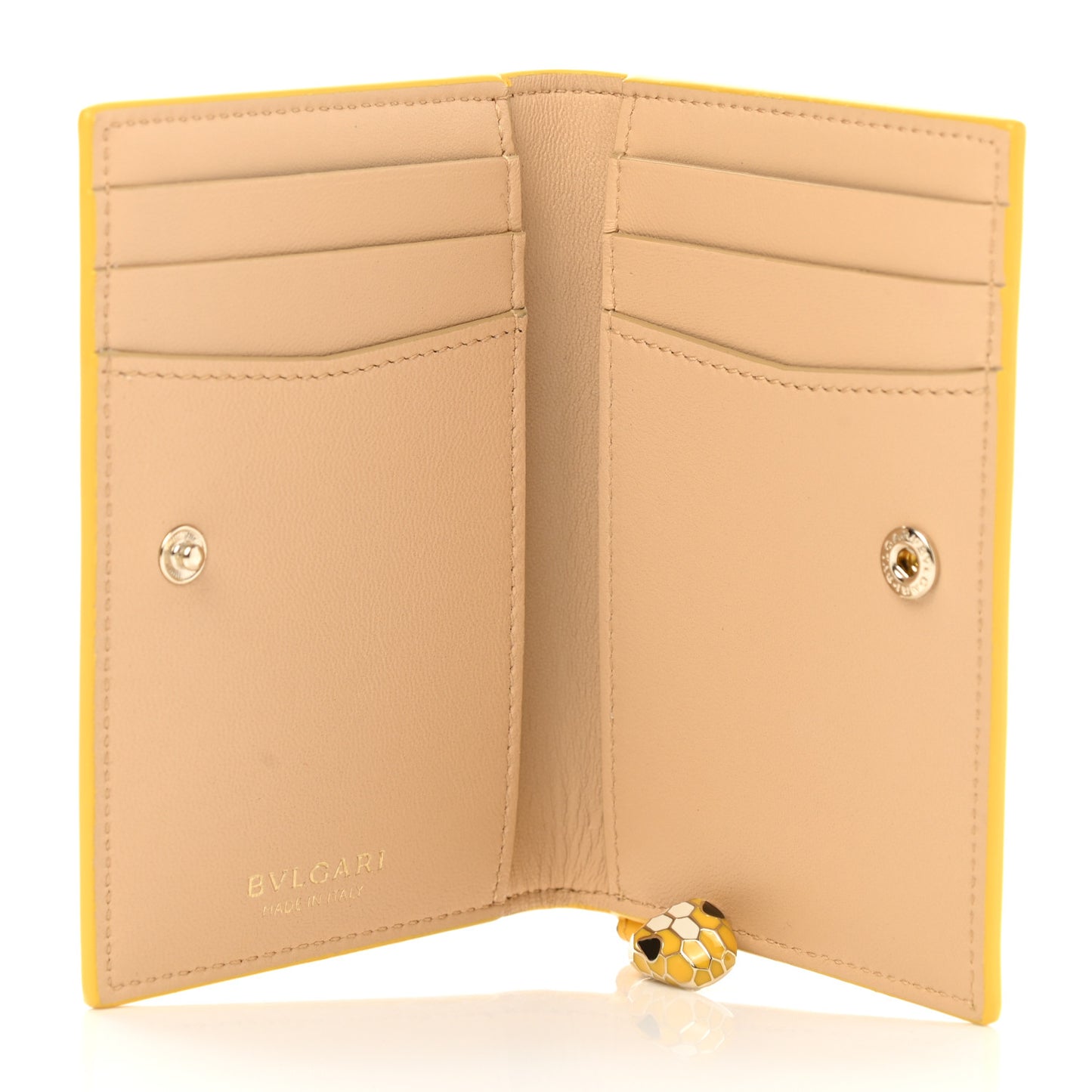 Serpenti Calfskin Forever Card Case Sun Citrine Yellow