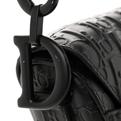 Christian Dior Calfskin Embossed Oblique Saddle Bag Black 15 of 16