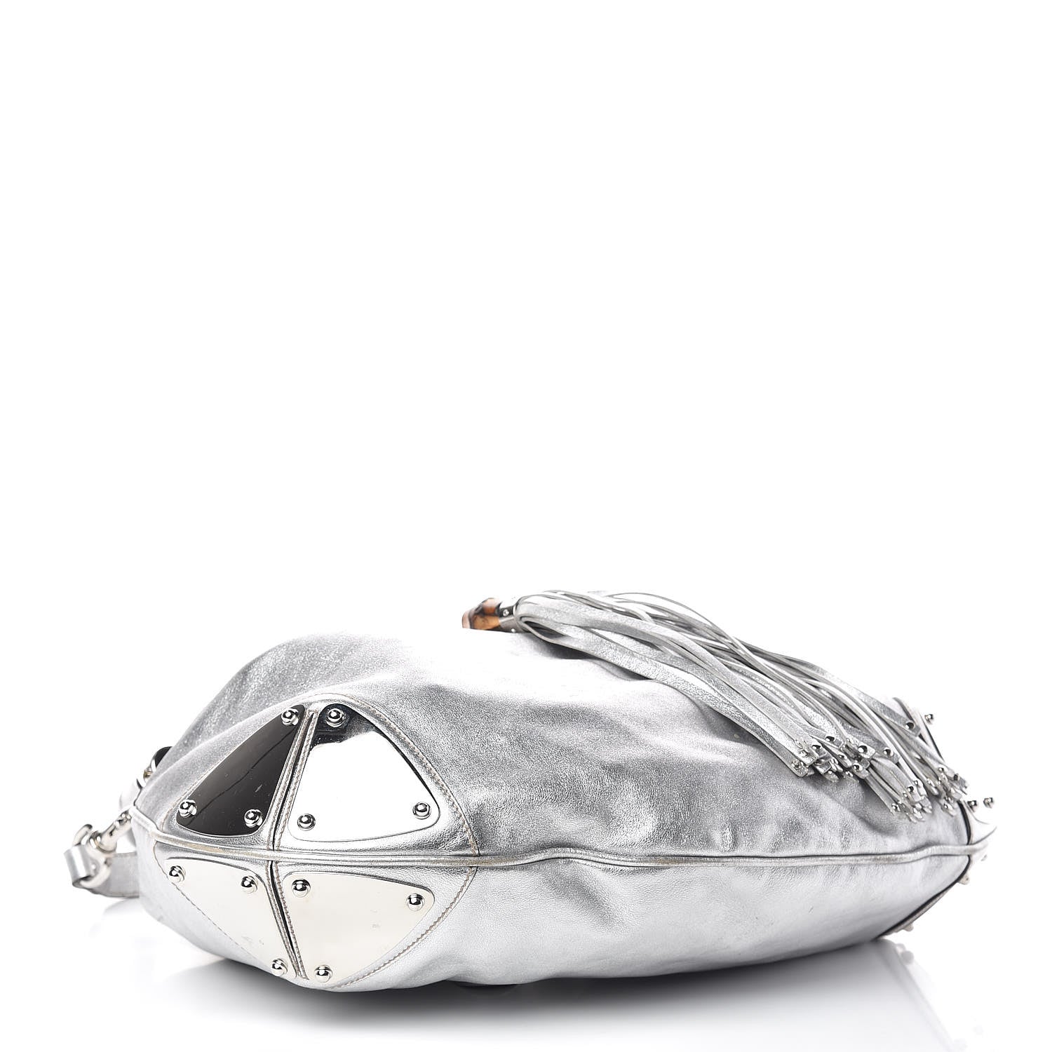 Gucci Metallic Calfskin Large Indy Top Handle Hobo Silver 4 of 14
