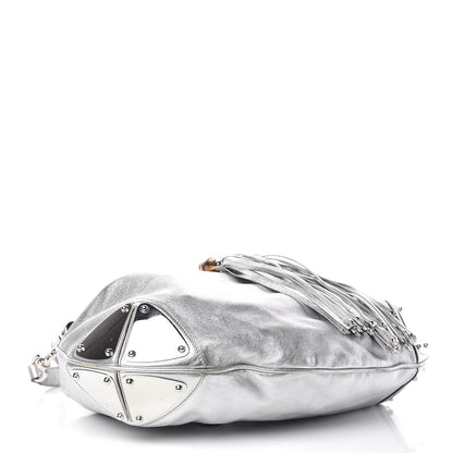 Gucci Metallic Calfskin Large Indy Top Handle Hobo Silver 4 of 14