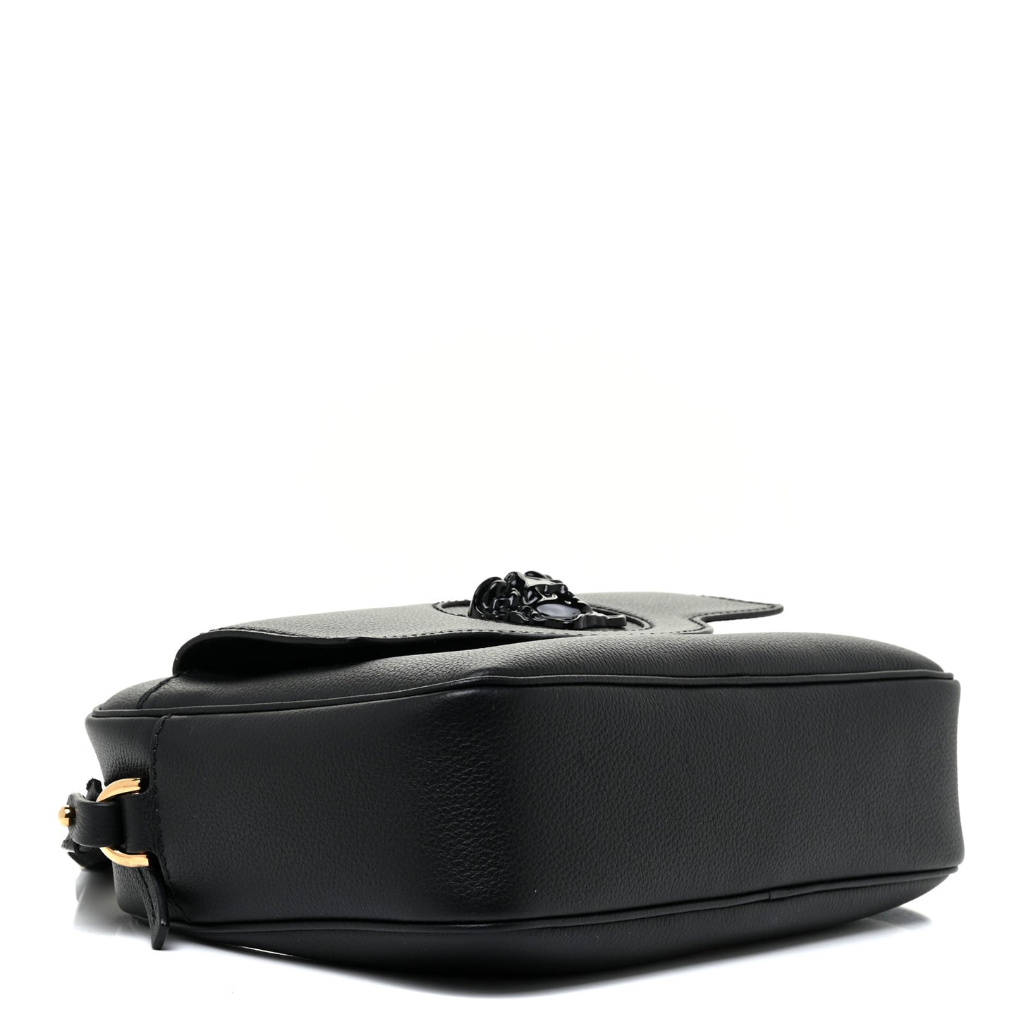 Grained Calfskin Medusa Camera Bag Black