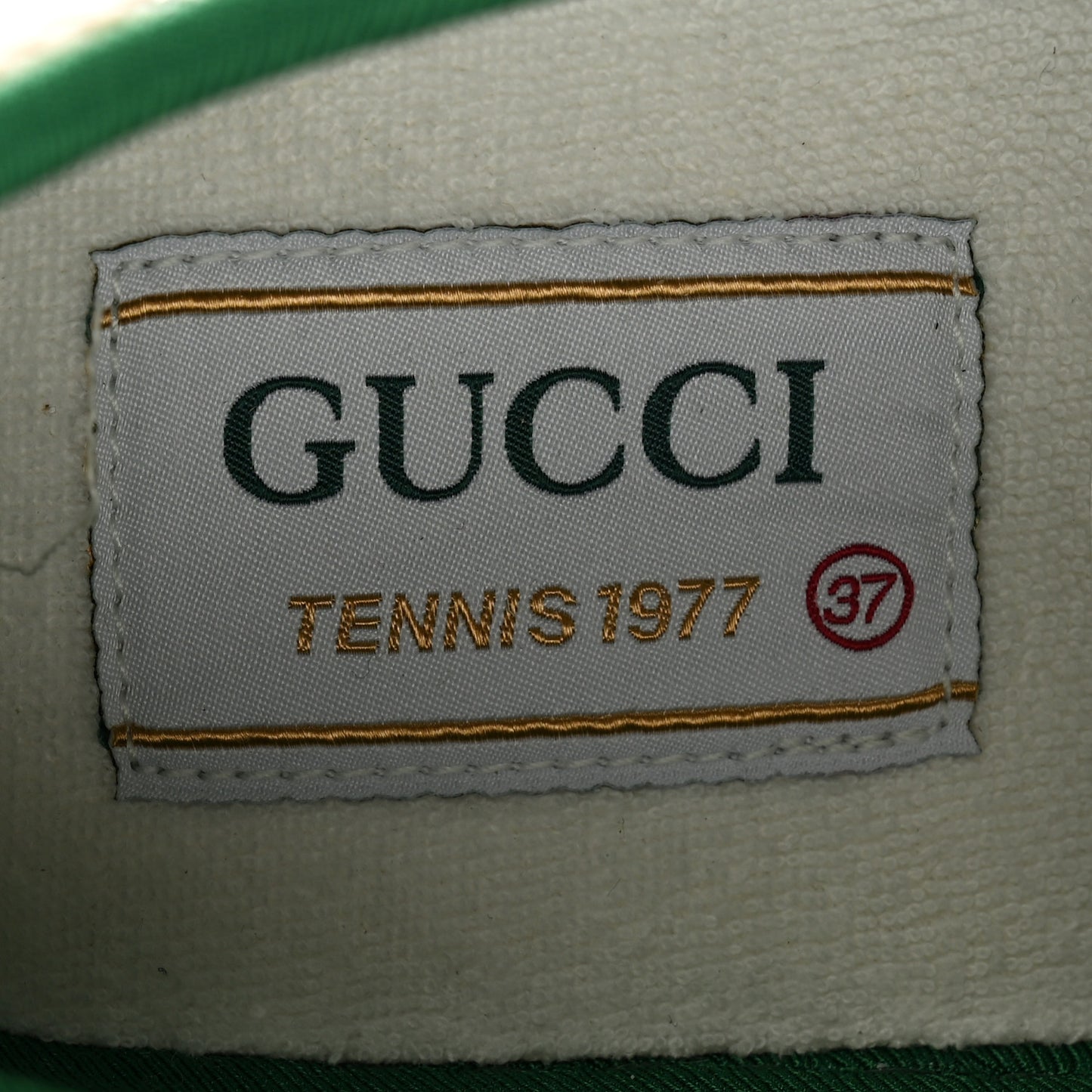 Canvas Lame Crystal GG Monogram Womens 1977 Tennis Sneakers 37 Gardenia Silver Mystic White